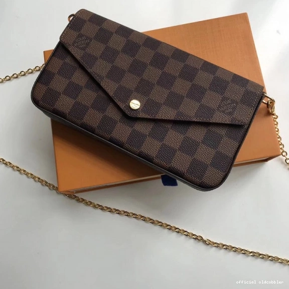 Official oldcobbler N63032 Pochette Vuitton Louis Felicie Bag Damier 0803